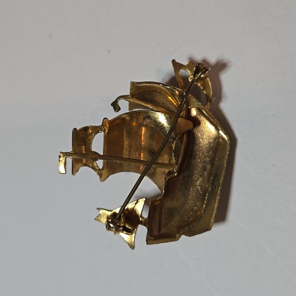 Vintage Spanish Damascene Ship Brooch - Picture 3 of 3